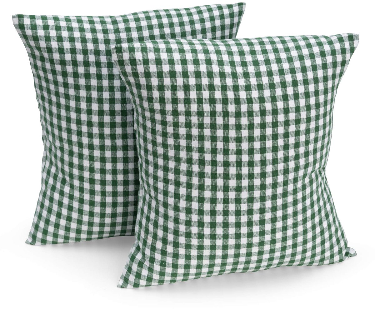 Omgoods - Set van 2 Decoratieve Kussenhoezen 50 x 50 cm in Donkergroen/Wit