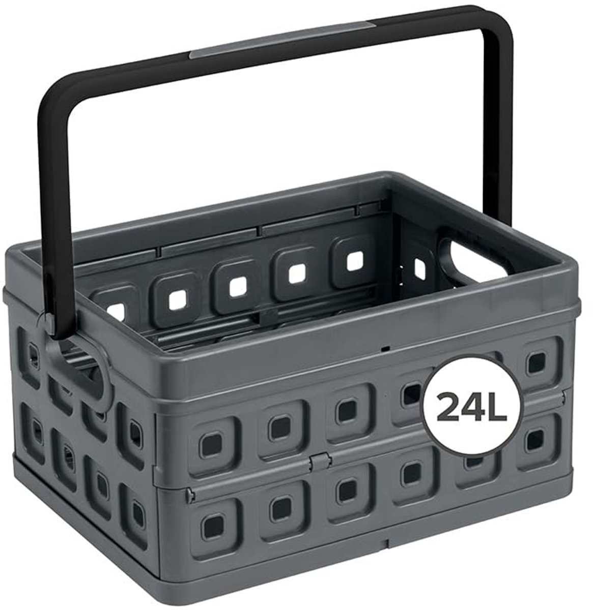Omgoods - Vouwkrat met Handgreep 24L Antraciet