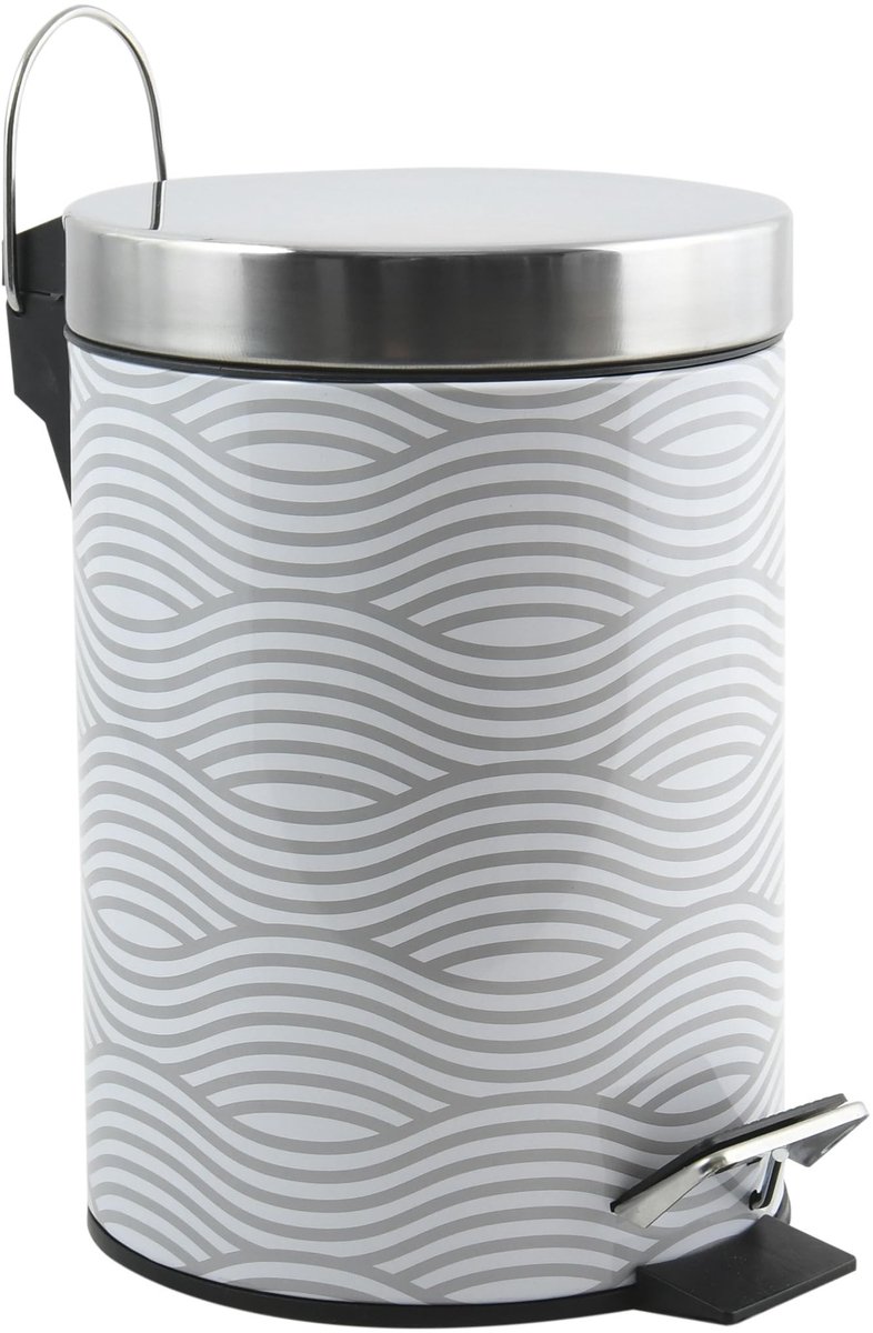Omgoods - Pedalafvalemmer Wave Grey met Verwijderbare Binnenemmer 3 Liter