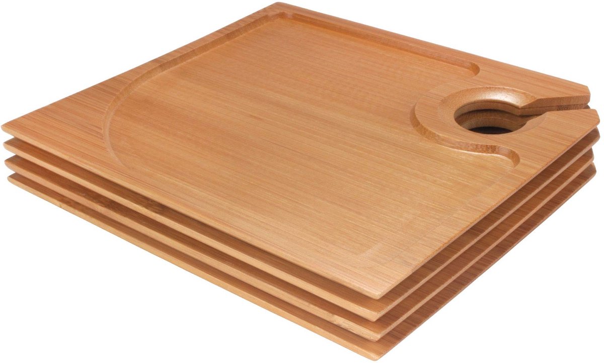 Omgoods - Bamboe Cocktail- en Appetizerschalen met Wijnglas Houder, Set van 4