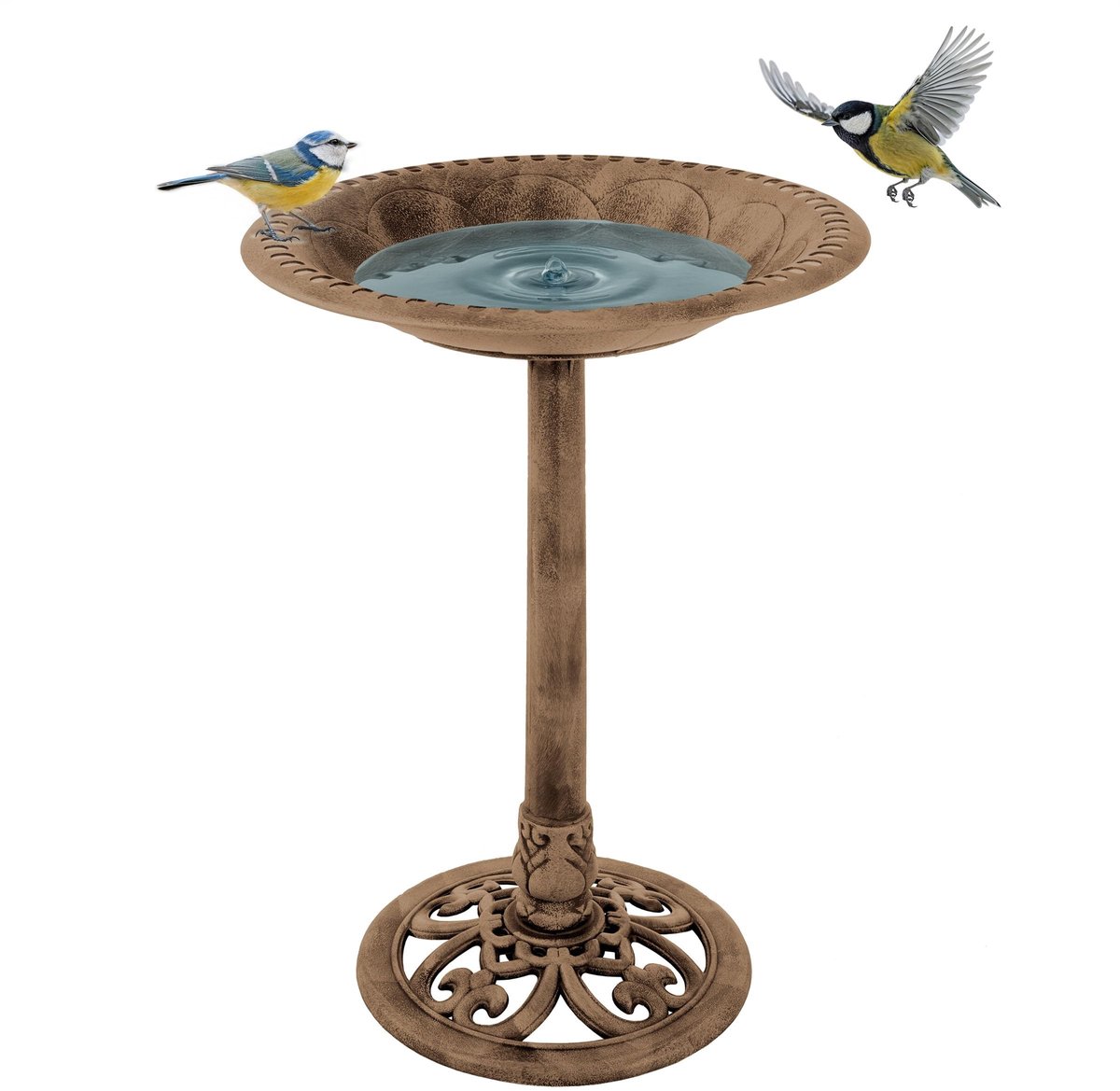 Omgoods - Weerbestendige Vogelbad met Antieke Afwerking voor Tuin en Patio