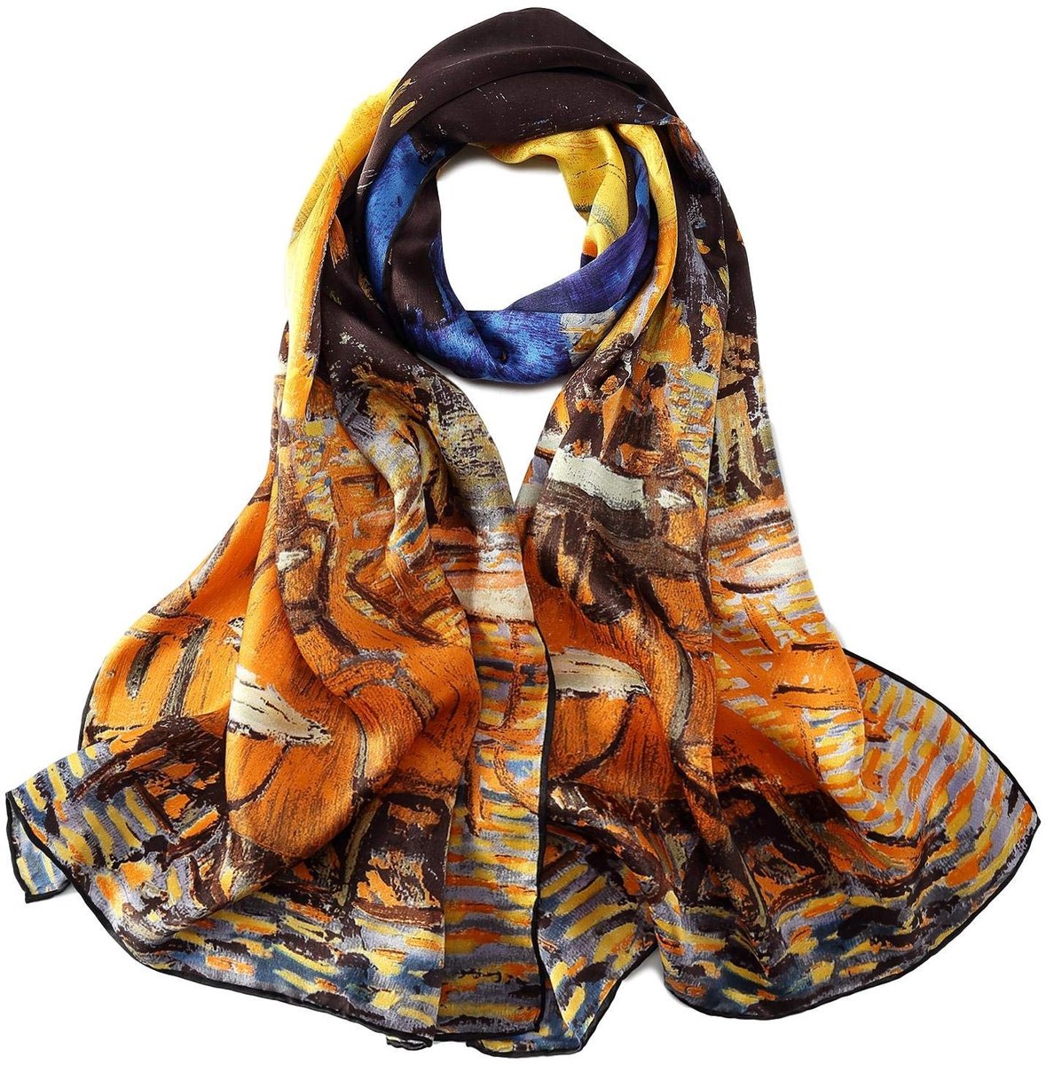 Omgoods - Charmeuse Zijden Sjaal voor Dames, Kunstdruk