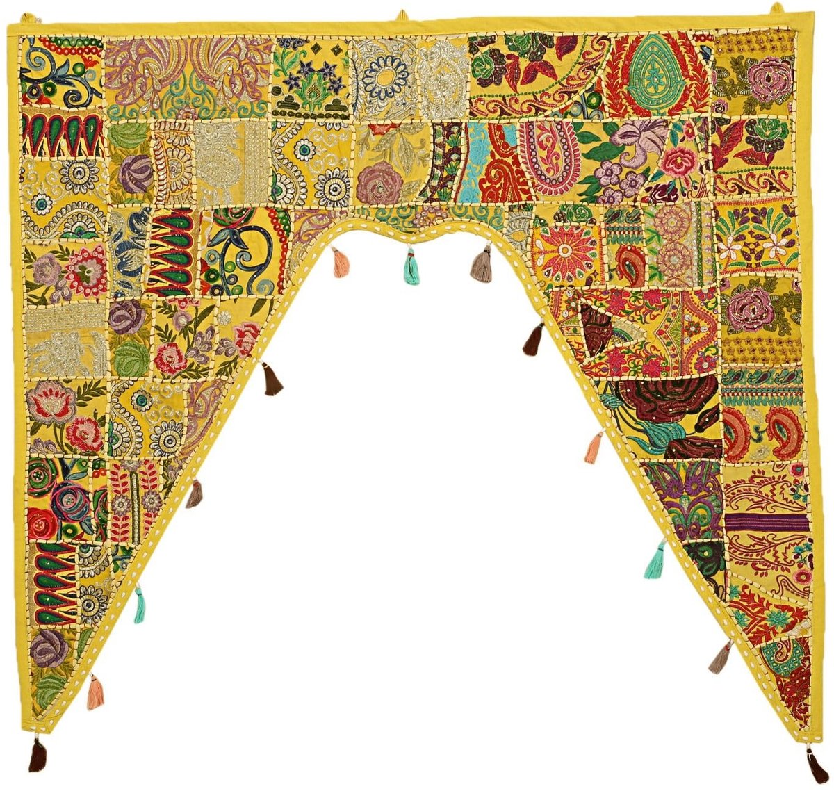 Omgoods - Geel Vintage Patchwork Gordijn voor Grote Deuren