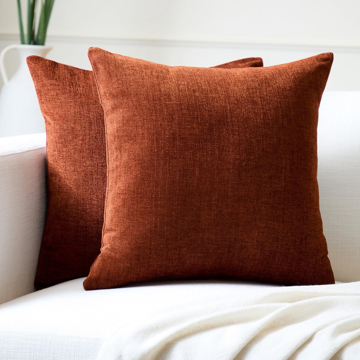 Omgoods - Set van 2 Chenille Kussenhoezen 60x60cm voor Sofa