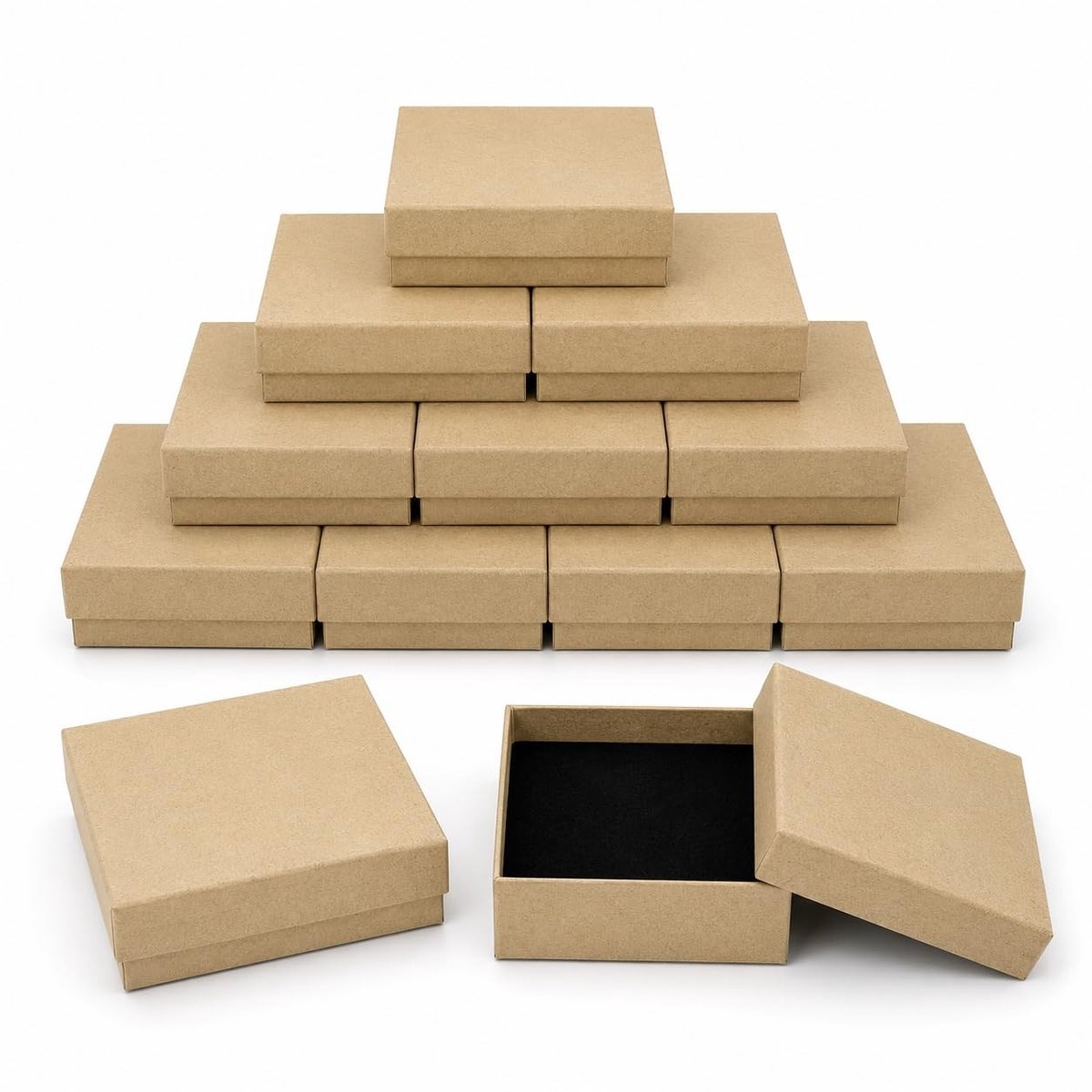 Omgoods - Set van 48 Bruine Kartonnen Sieraden Dozen 9x9x3 cm