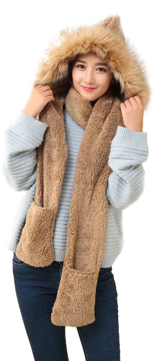 Omgoods - Warme Dames Hoodie met Oorkleppen en Sjaal