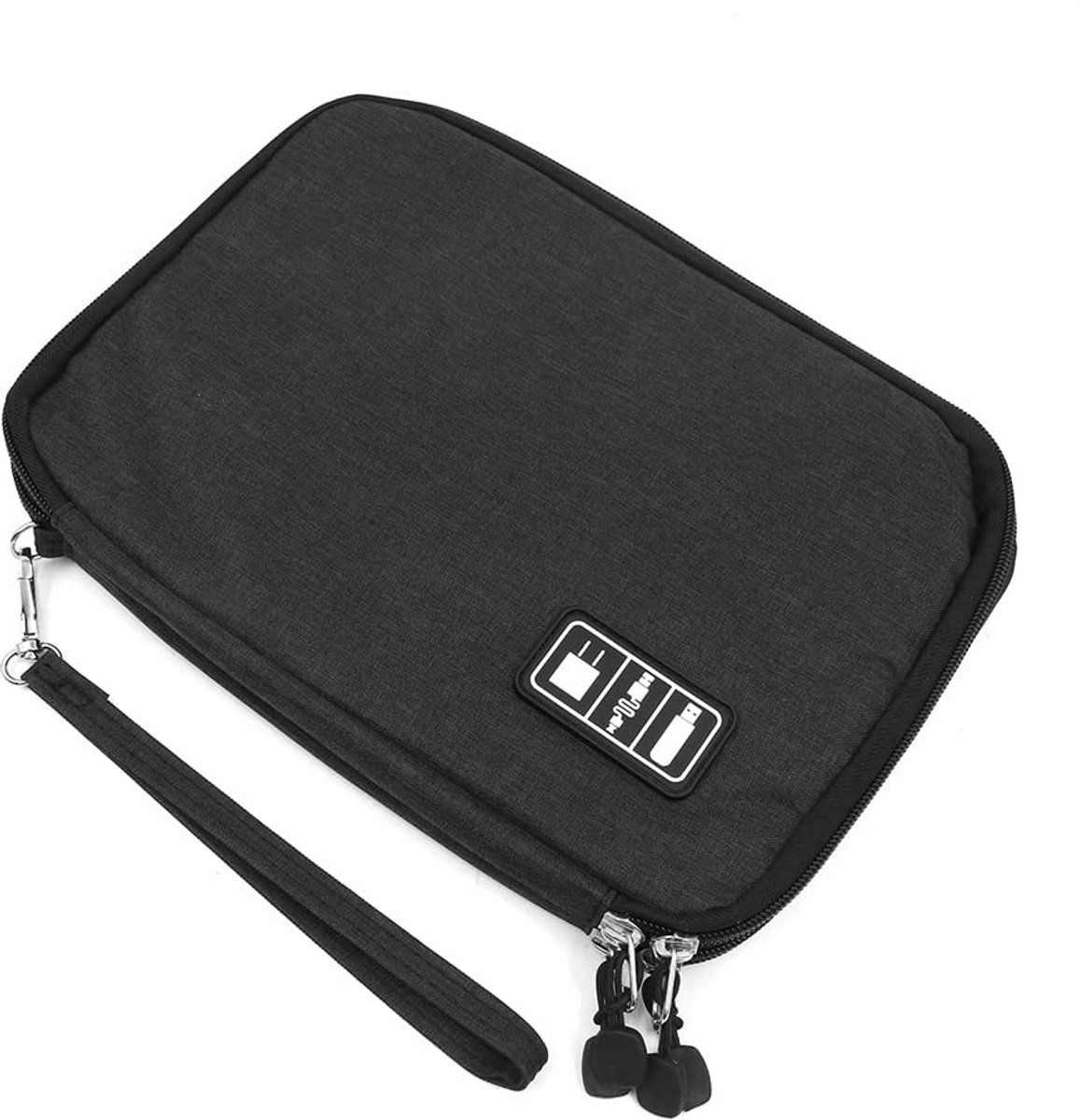 Omgoods - Kabel Organizer - Reis Elektronica Accessoires - Dubbellaags - Zwart - Oplader en Kabels - Geschikt voor Hoofdtelefoon - 32 x 22,9 cm