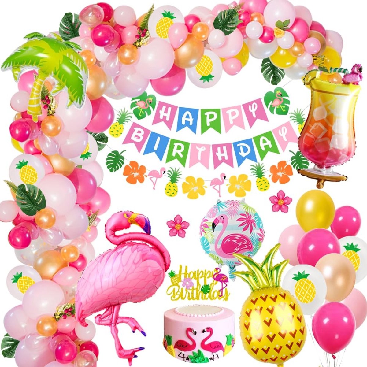 Omgoods - Tropische Flamingo Verjaardagsdecoratie Set voor Meisjes