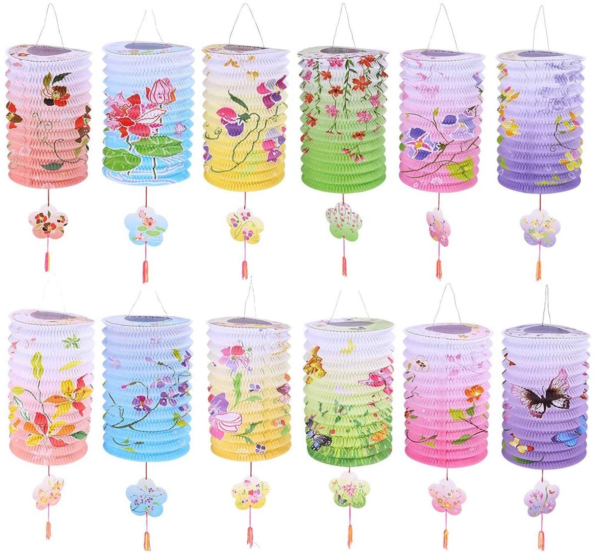 Omgoods - Set van 12 Chinese Papieren Lantaarns voor Feestdecoratie