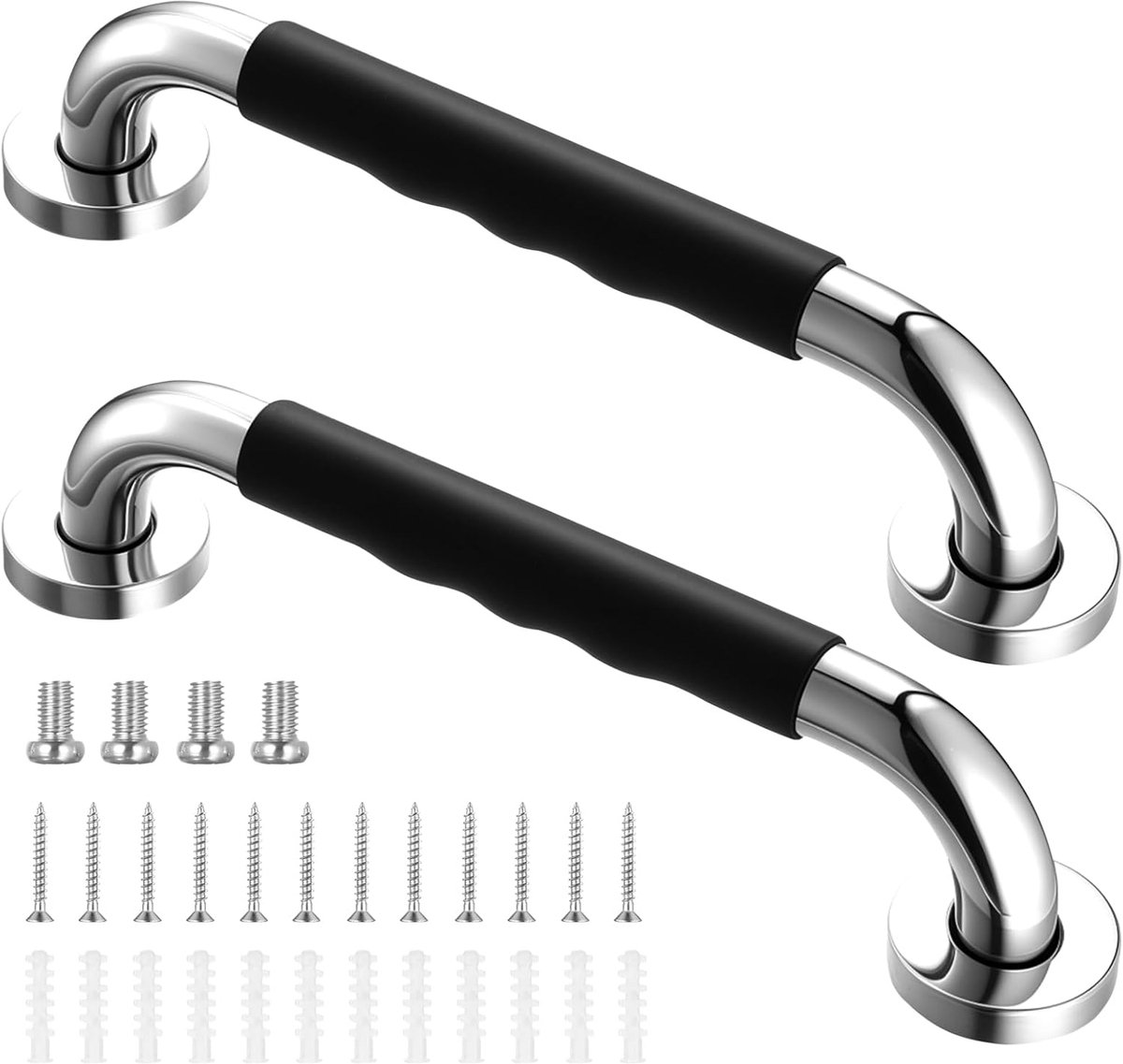 SnelShoppen - 2 Stuks Toilet Steunbalken, Antislip, 30 cm, Ondersteuningsbalken voor Badkamer, RVS Douchehandgreep, Douche Stangen, Badkuip voor Gehan