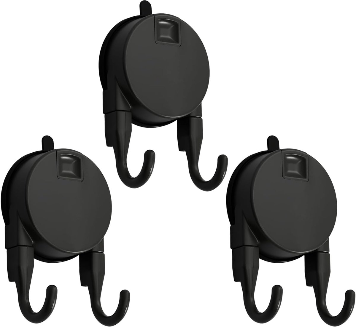 Dubbele haken set van 3 - zware kwaliteit grijs ABS - herbruikbaar zonder boren - perfect voor badkamer en keuken - ShopVlot