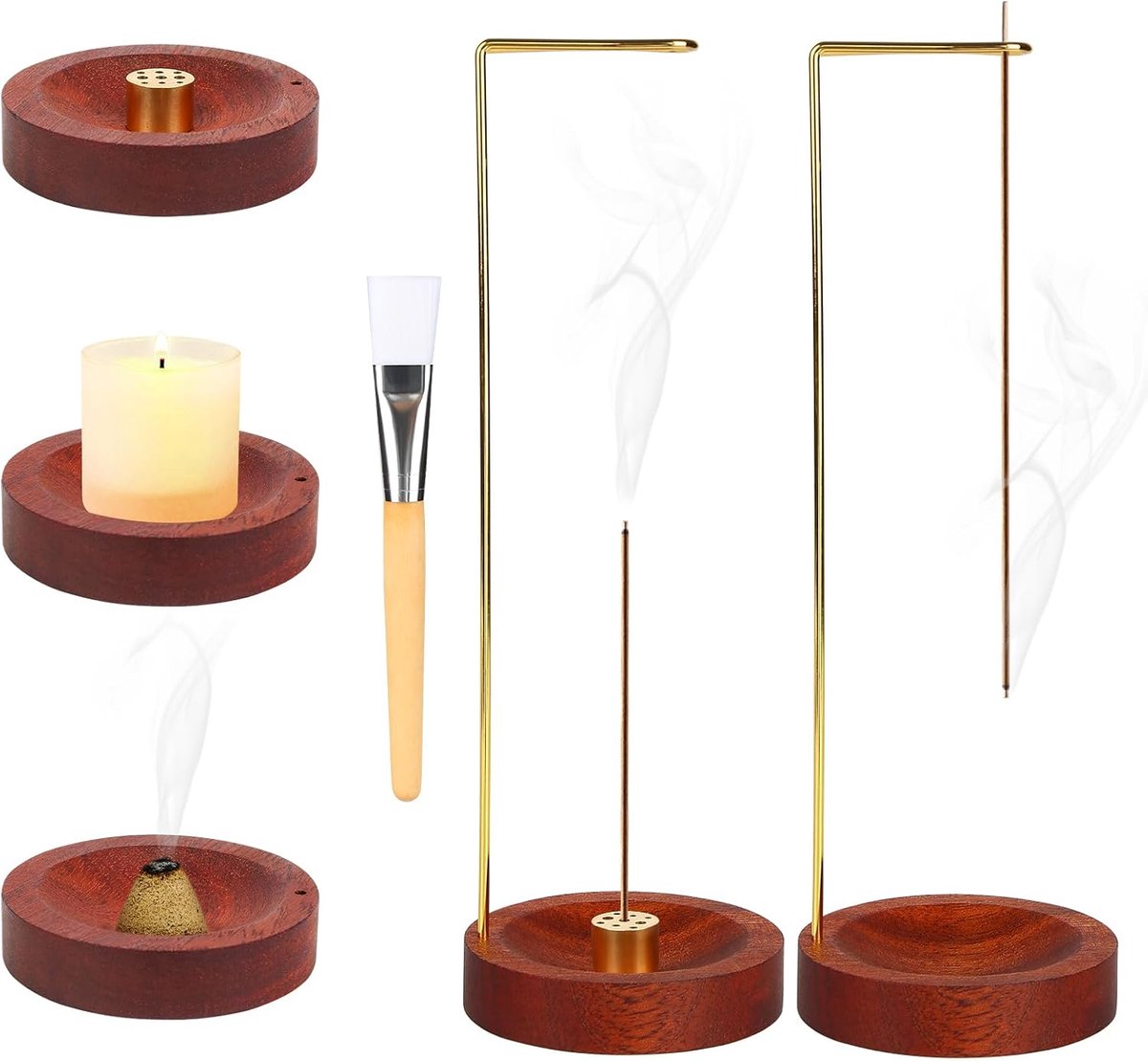 Set of 2 Incense Stick Holders, 2 in 1 Incense Stick Holder with 1 Piece 9 Hole Incense Holder, Incense Barrel - ShopVlot