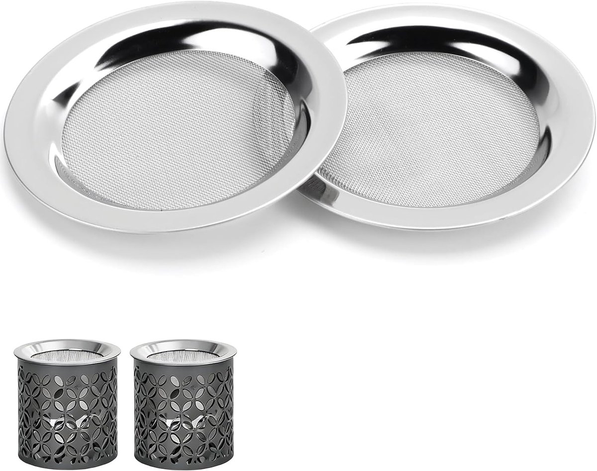 SnelShoppen - Rookzeef RVS, 2 Stuks Zeef voor Geurkaarsen en Wierookbrander 10 cm Diameter, Duurzaam en Makkelijk Schoon te Maken