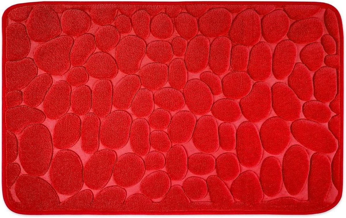 SnelShoppen - Badkamer Tapijt met Memory Schuim Rood - Antislip Badmat 50 x 80 cm - Machinewasbaar Douchedeken - Perfect voor Badkamer, Douche en Toil