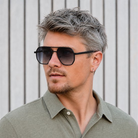 Wooda® Zonnebril Aviator - Zwart - Gepolariseerd - Wooda Gerret Black Gris Dégradé — afbeelding 3