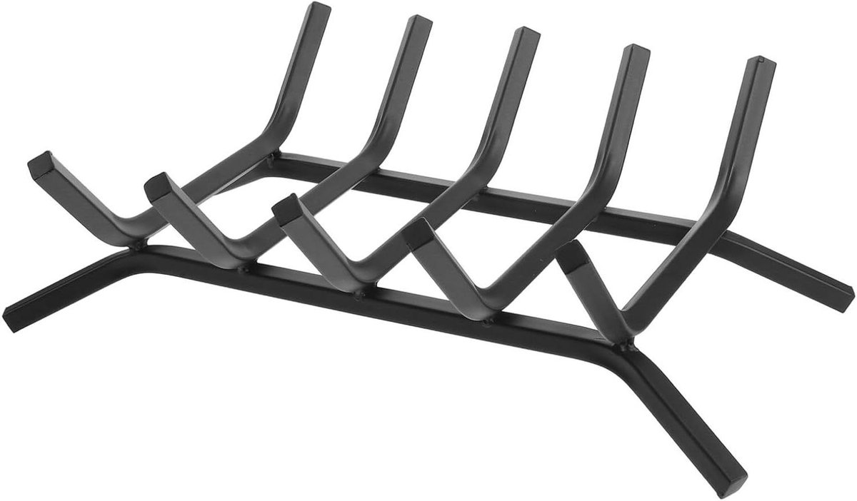 Metalen Haardhouthouder - Houtrek Open Haard - Brandhout Opslag - Robuuste Constructie - 42x30x13 cm - Zwart