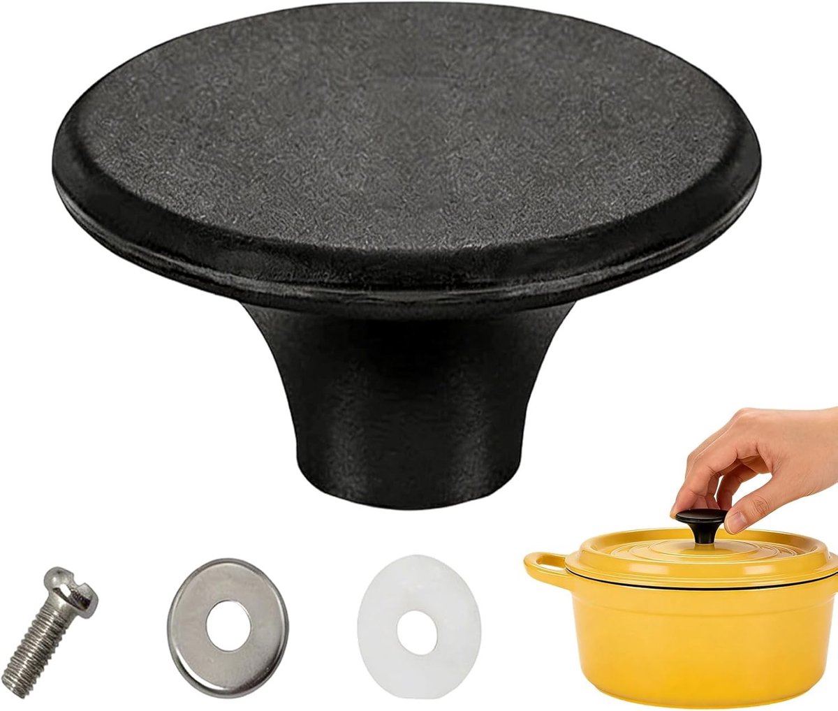 Vervangende dekselknop van bakeliet voor Dutch Oven, geschikt voor gietijzeren pannen, hittebestendig en duurzaam, ideaal voor koken en bakken