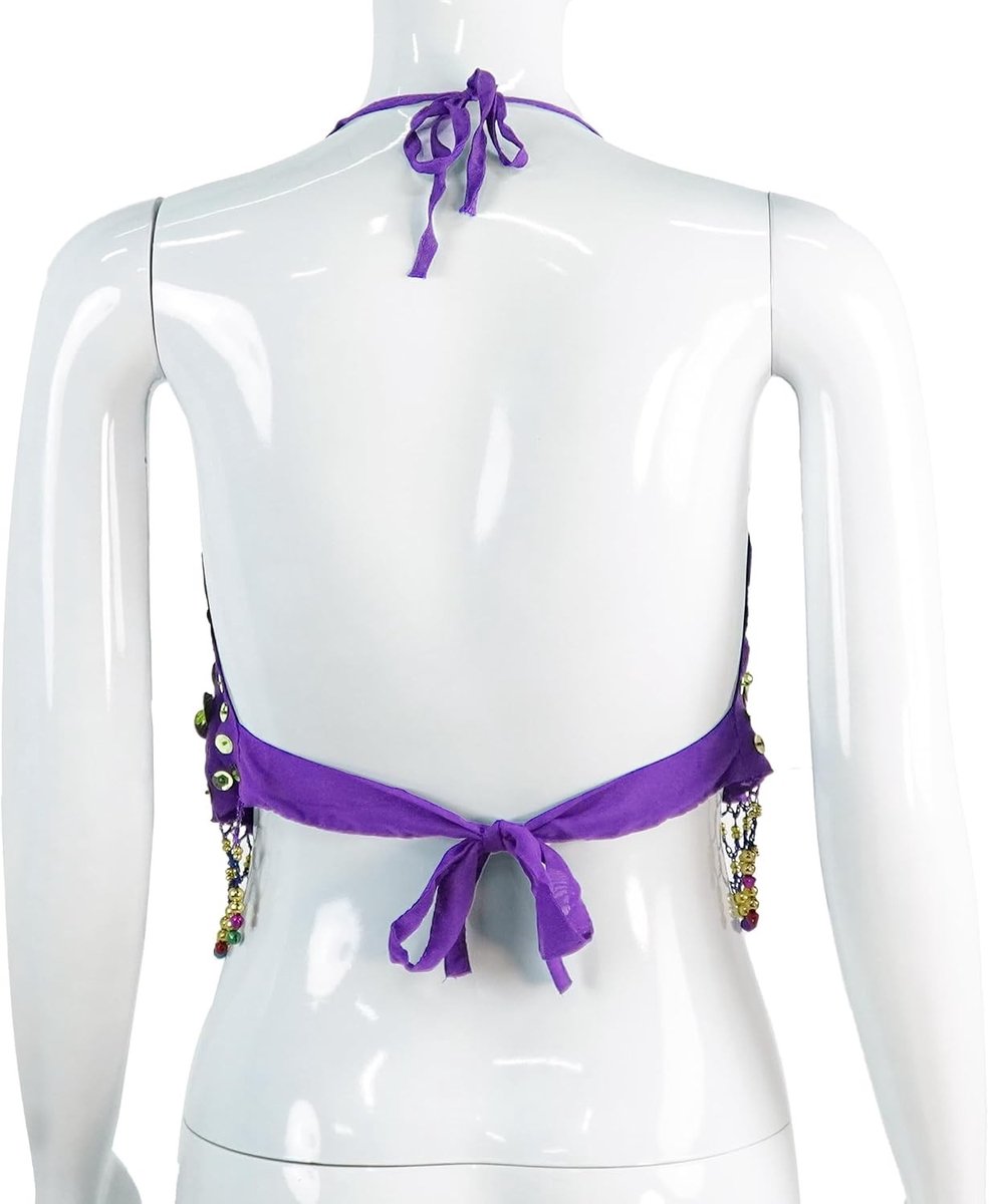Belly Dance Top voor Dames met Pailletten en Belletjes - Plompe Patroon Danskostuum voor Buikdans en Dansoptredens