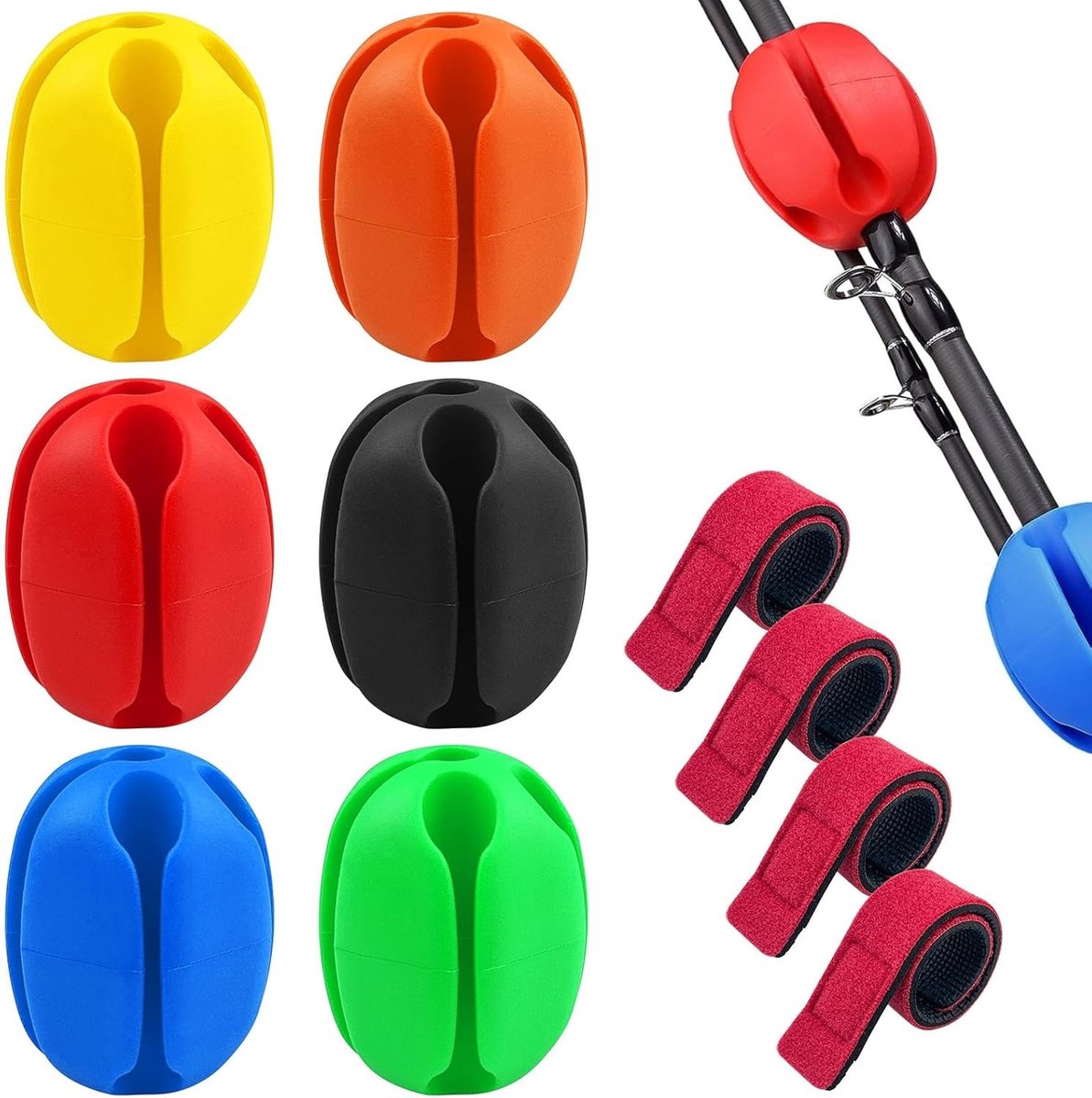 6 Stuks Vissershengels, Stevige Houder met 4 Hengelriemen, Bescherming voor Hengels, Vissen Accessoires en Gereedschap