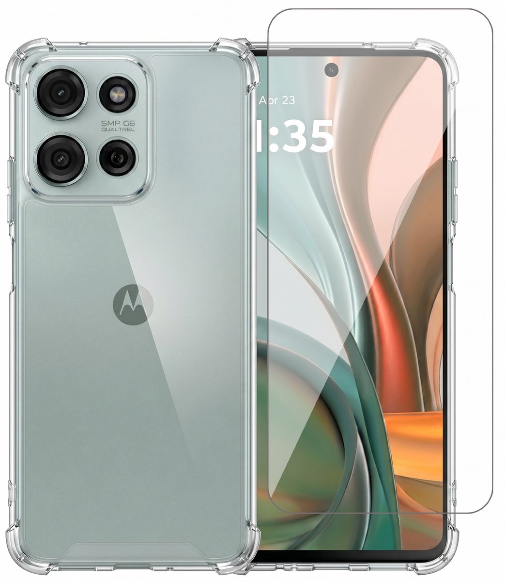 Hoesje geschikt voor Motorola Moto G75 – CrystalClear Back Cover – Schokbestendig – Met Screenprotector Glas