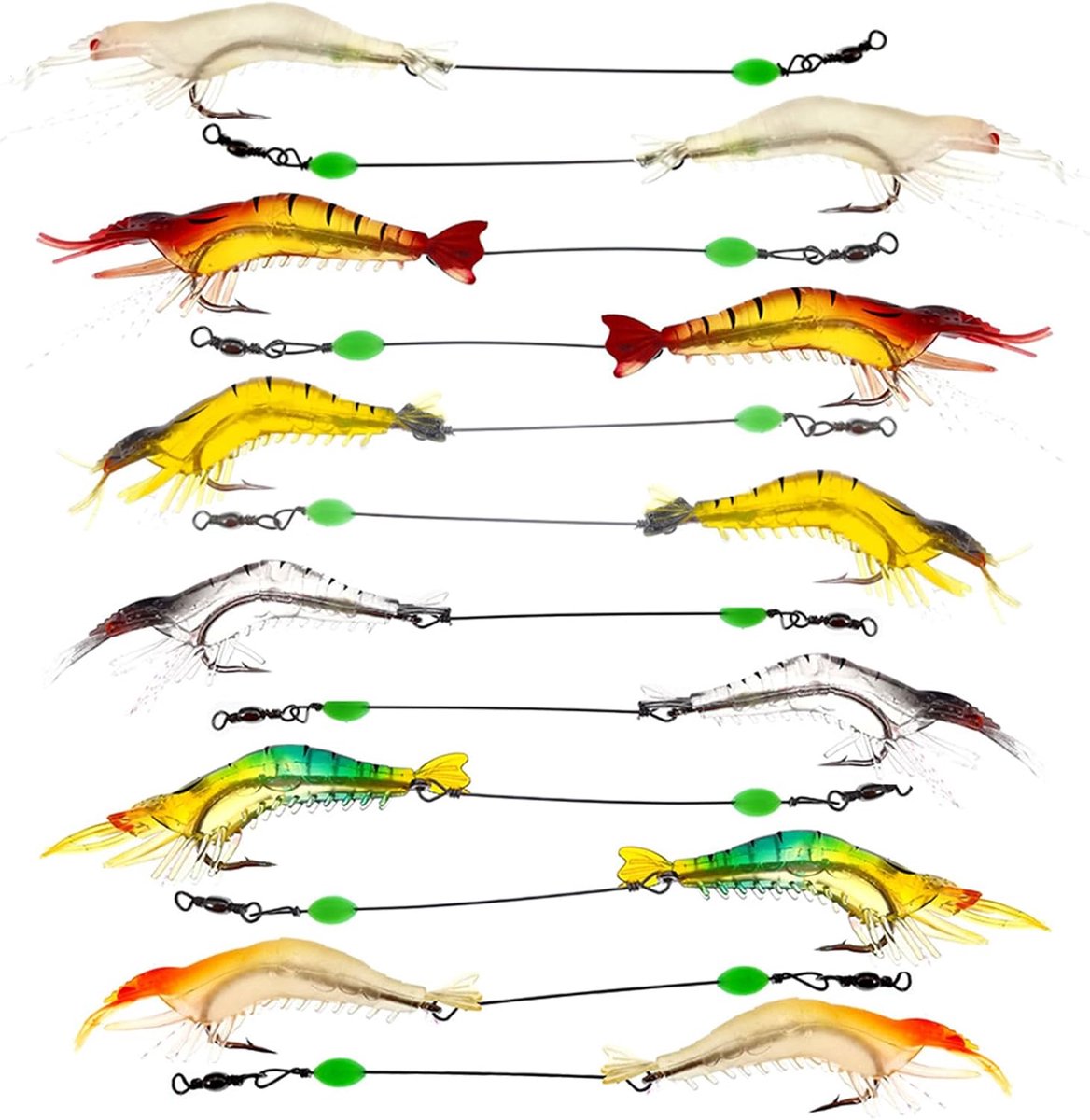 SnelShoppen - Soft Bait Ready Made Garnalen Aas Set - Realistische Soft Lures voor Zoet en Zoutwater Vissen - Perfect voor Buitenactiviteiten