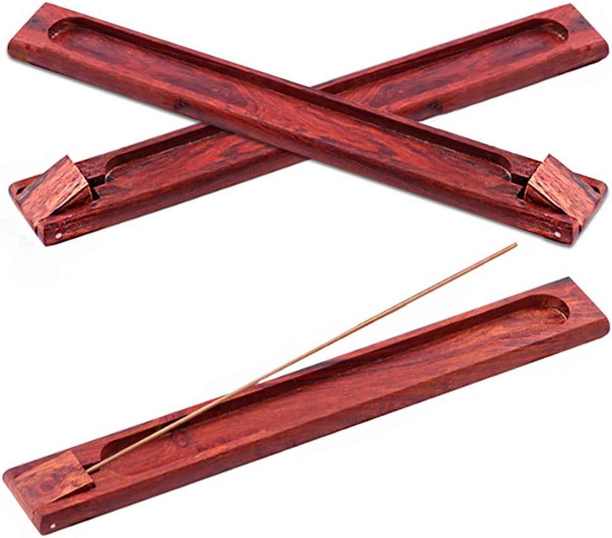 SnelShoppen - Wierookstokjeshouder van Hout - 3 Stuks - Verstelbare Wierookbrander van Bamboe - Duurzaam en Licht - 23,8 x 4 x 3 cm - Ideaal voor Verj