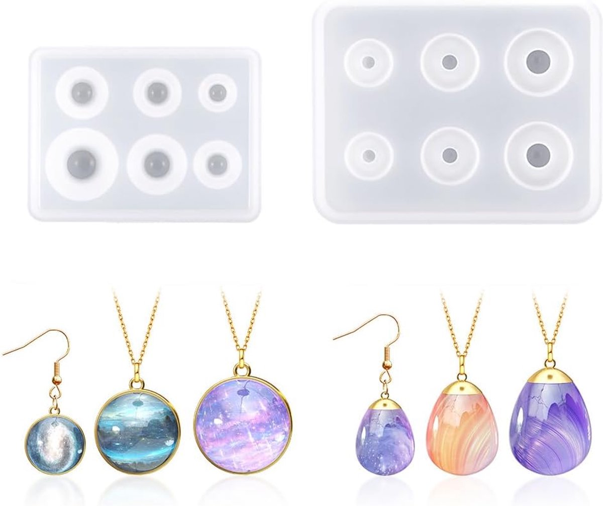 SnelShoppen - 2 Stuks Resin Vormen Silicone Mallen voor DIY Sieraden, Epoxy Ballen Maken voor Kettingen en Creatieve Klussen, Hoogwaardige Silicone, R