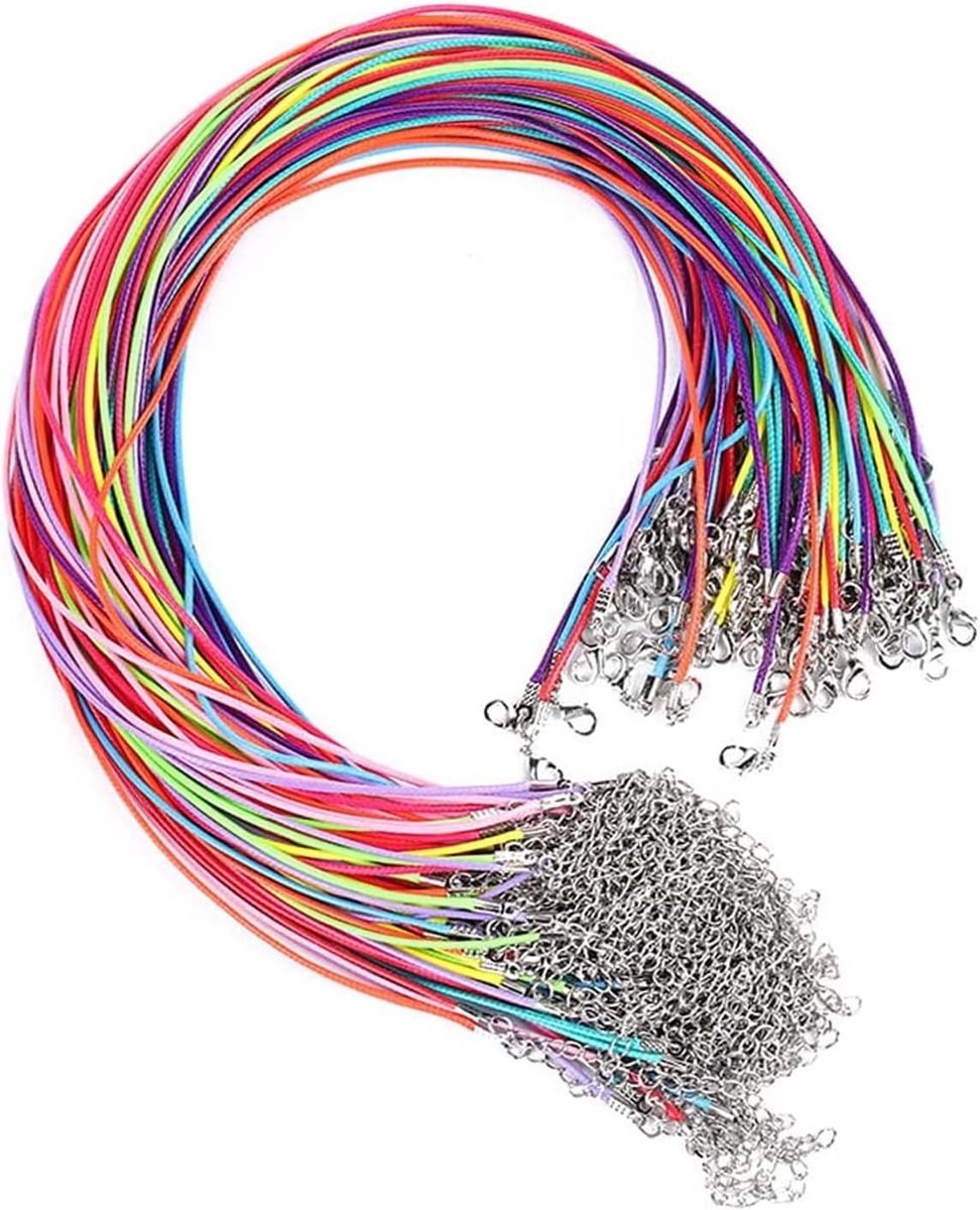 SnelShoppen - 40 Stuks Zwarte Wax Koord Hanger voor DIY Kettingen Armbanden Sieraden Maken Persoonlijke Cadeaus (45-50cm), Robuust Gemaakt van Gevloch