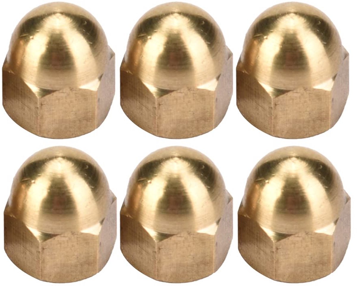 SnelShoppen - Messing Acorn Moer Kit Dome, M3 Hoofdmoeren Messing Acorn Moeren Set voor Hoge Sterkte Bevestigingsmiddelen (M6, 20 Stuks)