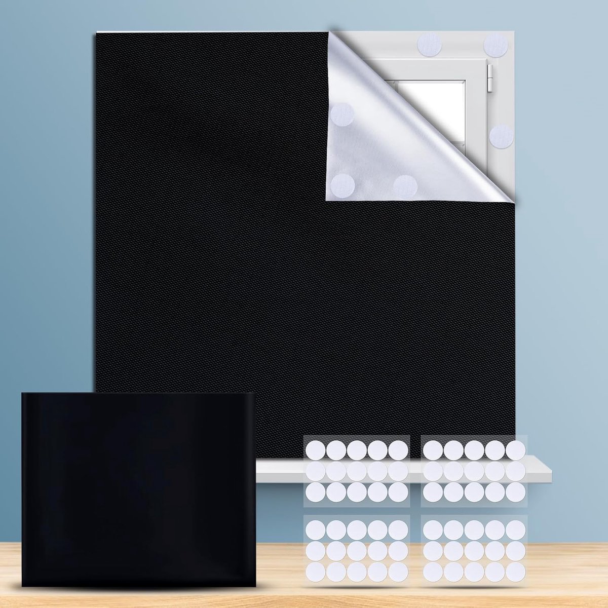 Rolgordijn 300 x 145 cm - 100% Blackout - Zwart - Perfect voor slaapkamer en babykamer - m-winkel