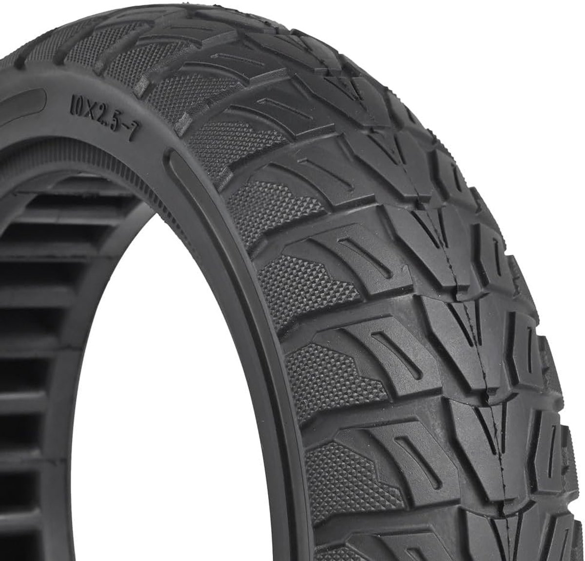 SnelShoppen - Solid Rubber Wielen 10 x 2.5-7 Inch, Vervangingsbanden voor Elektrische Steps, Anti-slip, Lekvrij, Zwart, Pack van 1