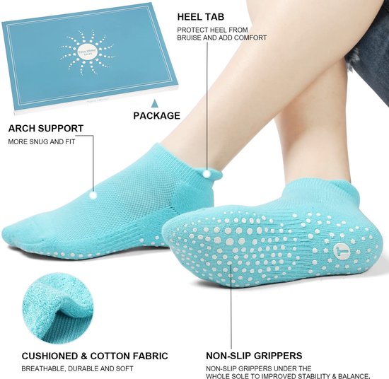 Omgoods - 4 Paar Grip Yoga Sokken Dames - Antislip Pilates Enkelsokken van Omgoods — afbeelding 5