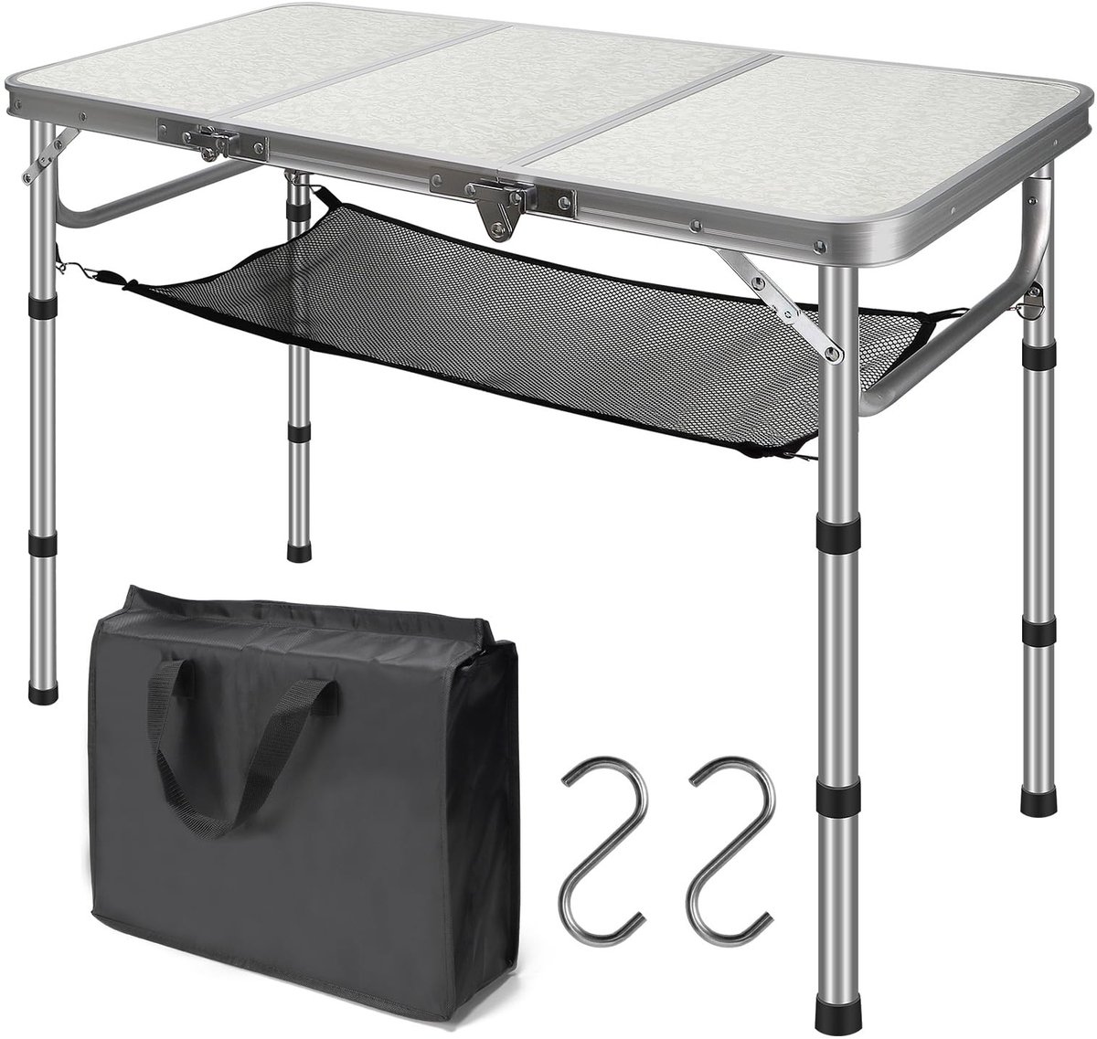 Omgoods - Opvouwbare Campingtafel 90 x 40 cm - Hoogte Verstelbaar van 26-70 cm