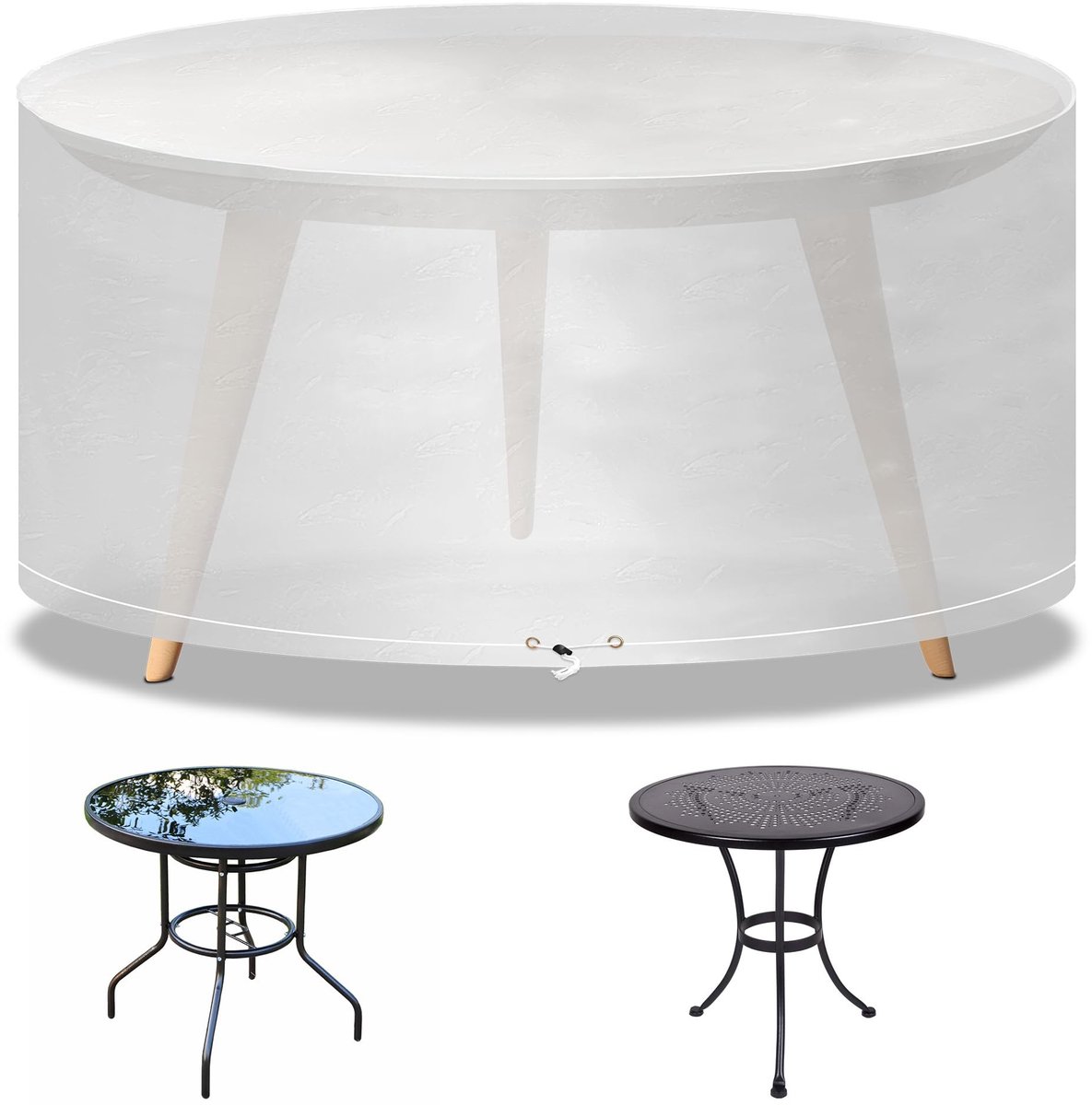 Omgoods- Afdekzeil Waterdicht - Afdekzeil Tuinmeubelen - Afdekzeil Rond - UV-bestendig - Scheurvast - Ø102 x 71 cm - Tuintafelhoes
