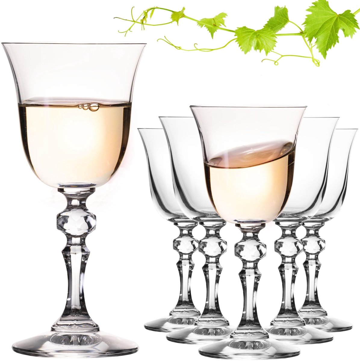 Omgoods - Set van 6 Elegante Witte Wijnglazen 150 ml