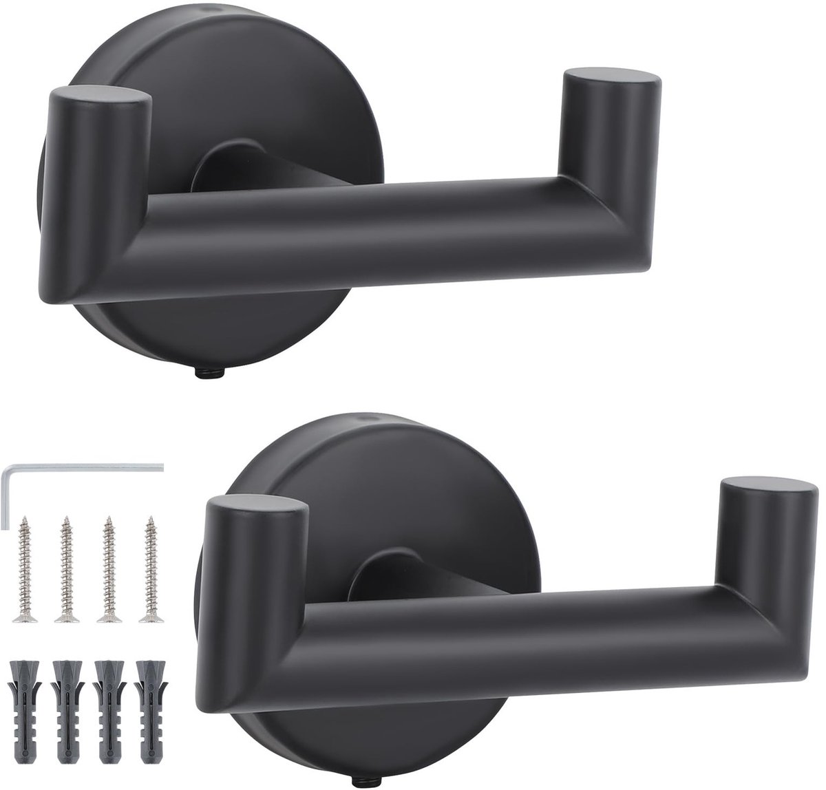 Omgoods - Set van 2 Wandhaken voor Handdoeken RVS Zwart