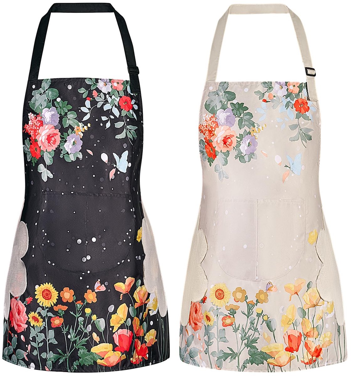 Omgoods - 2 Pack Bloemen Schorten voor Dames - Waterproof en Verstelbaar