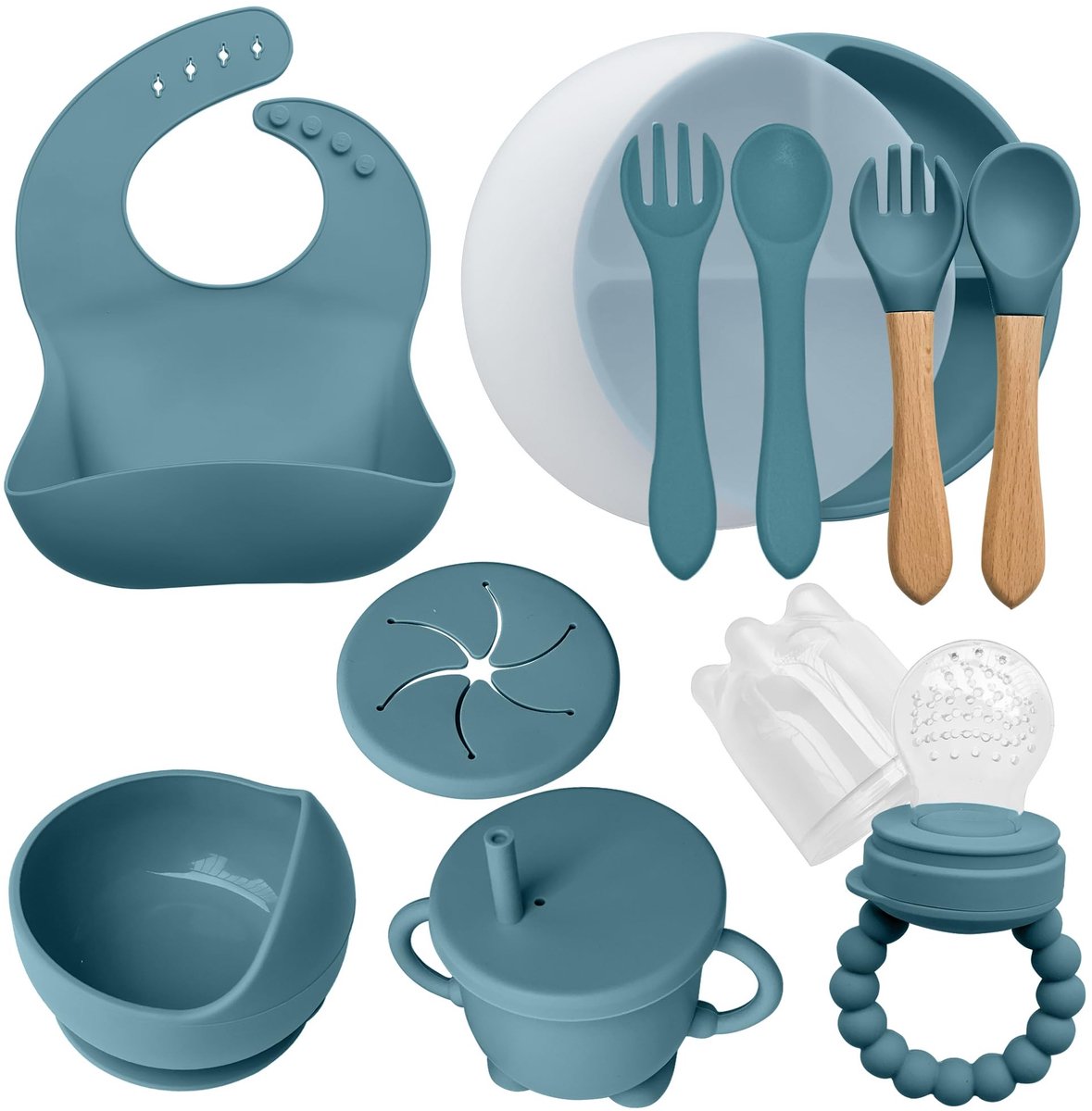Omgoods - Set van 10 Silicone Lunchboxen voor Baby's met Bestek