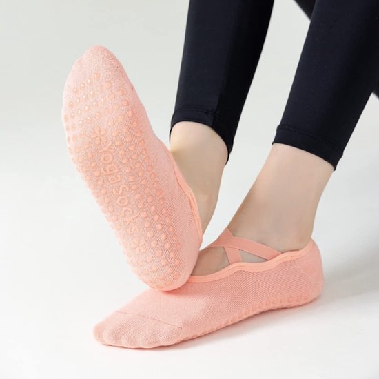Omgoods- Yoga Sokken Antislip - 2 Paar - Geschikt voor Yoga/Dans/Fitness - Katoen - Eén Maat - Donkergrijs van Omgoods — afbeelding 4