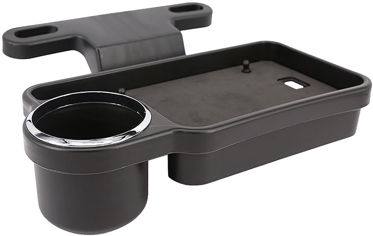 Omgoods- Achterbankorganizer met opvouwbaar tafelblad - Auto organizer - Drankhouder - Itemorganizer - Duurzaam materiaal - Zwart
