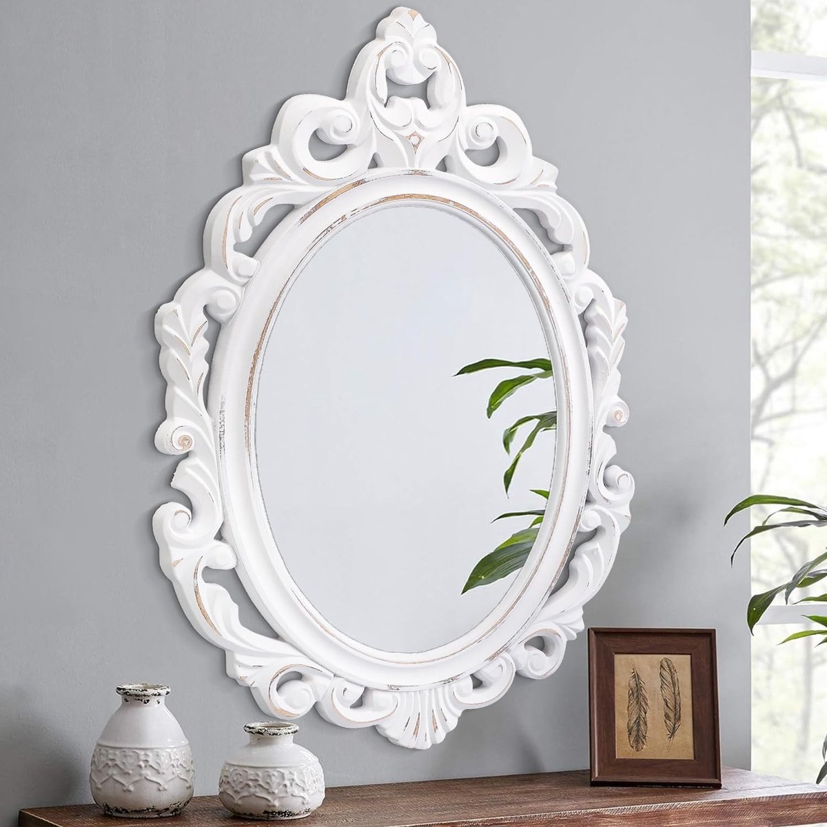 Omgoods - Ovalen Barokstijl Wandspiegel voor Decoratie