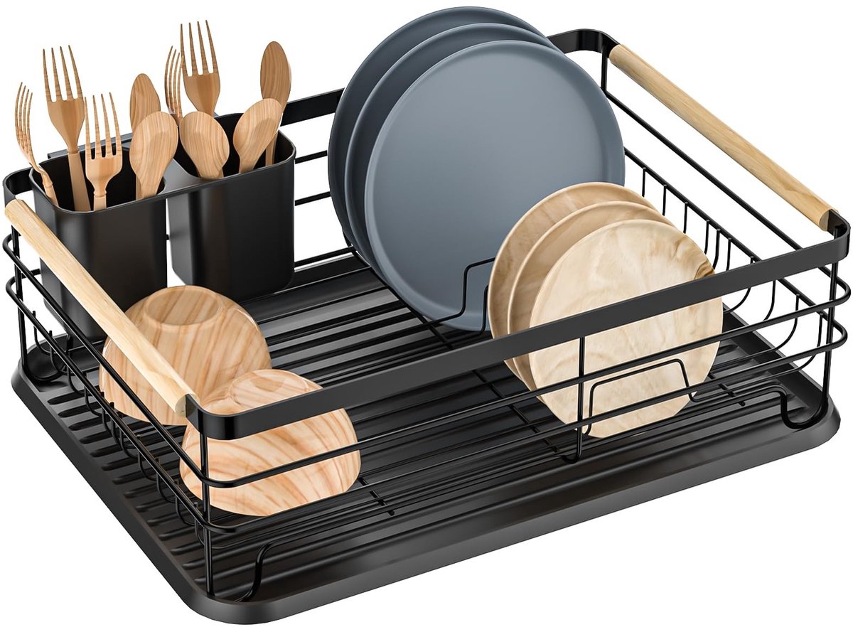 Omgoods - RVS Afwasrek met Druiprek en Bestekhouder