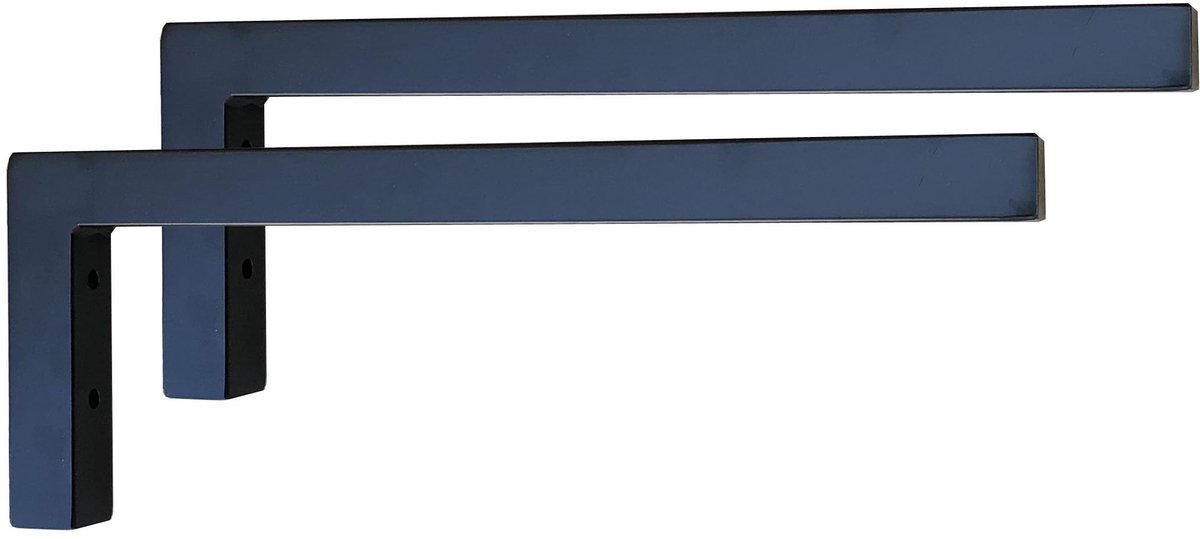 Omgoods - Set van 2 Wandconsole voor Wastafel in Zwart Staal