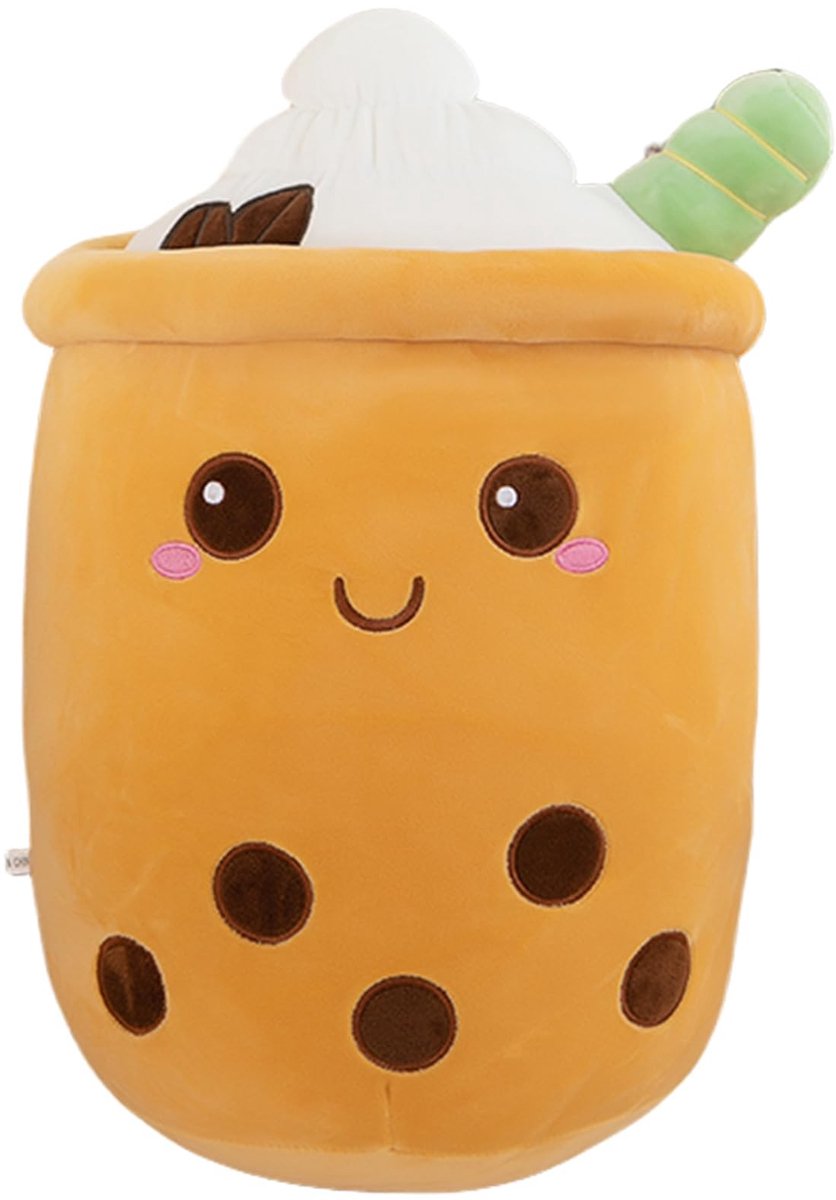 Omgoods - Schattig Boba Pluche Kussen - Zacht Speelgoed voor Boba Liefhebbers (50cm, Bruin)