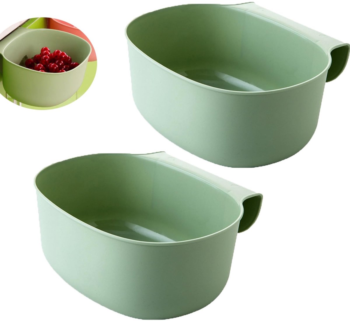 Omgoods - Set van 2 Hangende Afvalemmers voor Keukenafval, Groen
