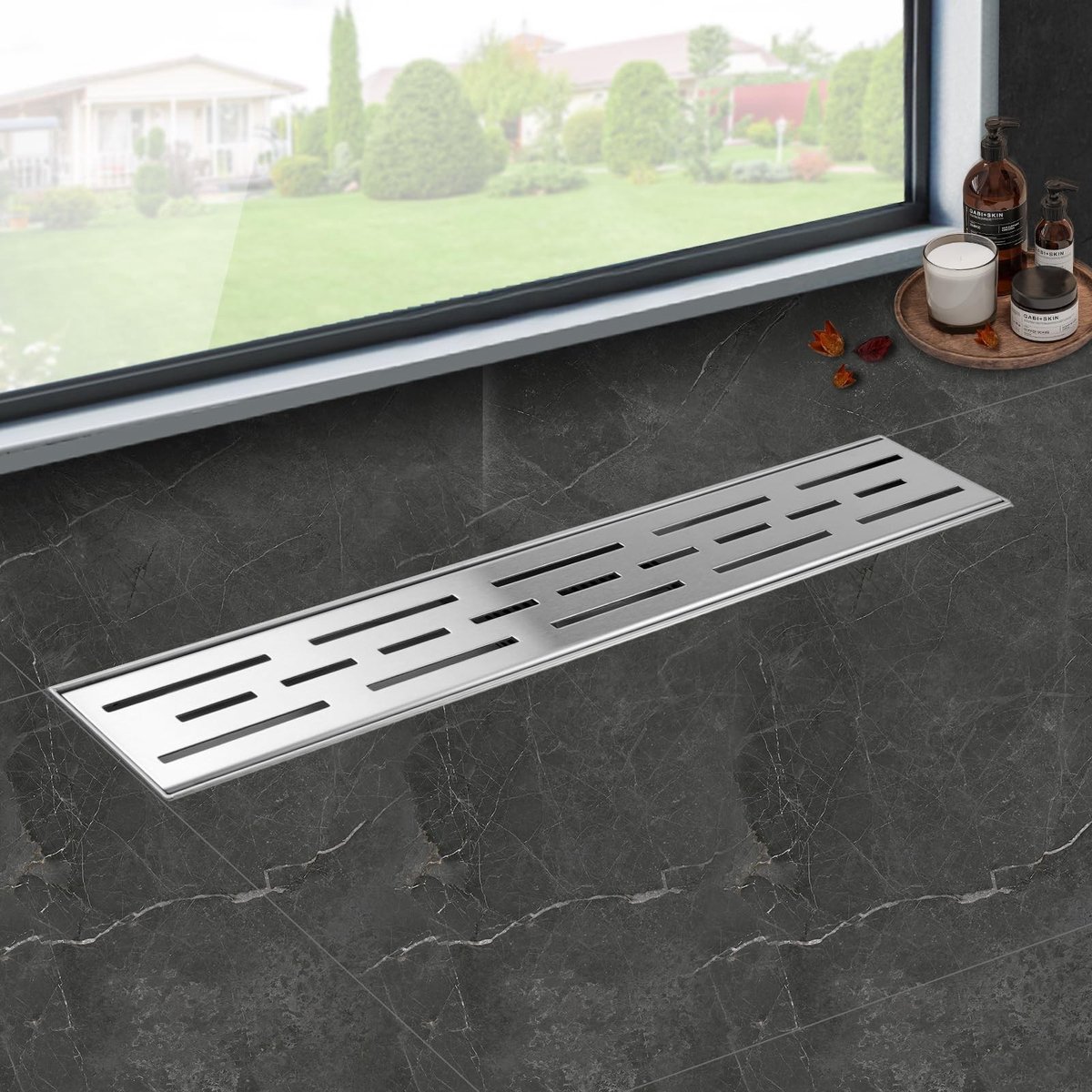 Omgoods - Lineaire Doucheafvoer 60cm van RVS met Geurstop en Haarfilter