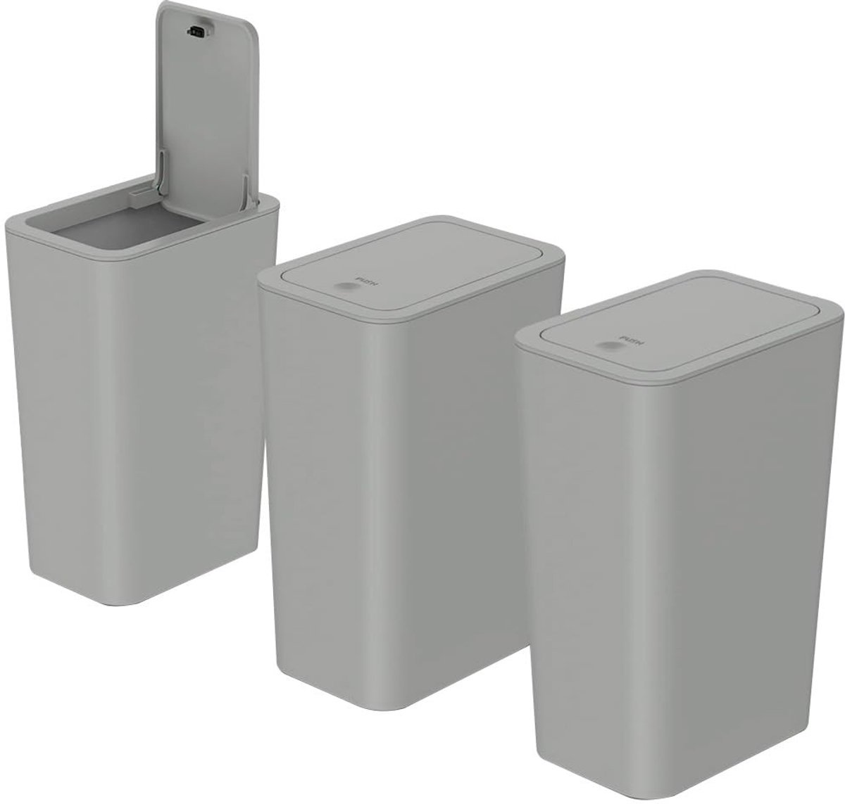 Omgoods - Set van 3 Badkamerafvalbakken met Deksel, 9 Liter