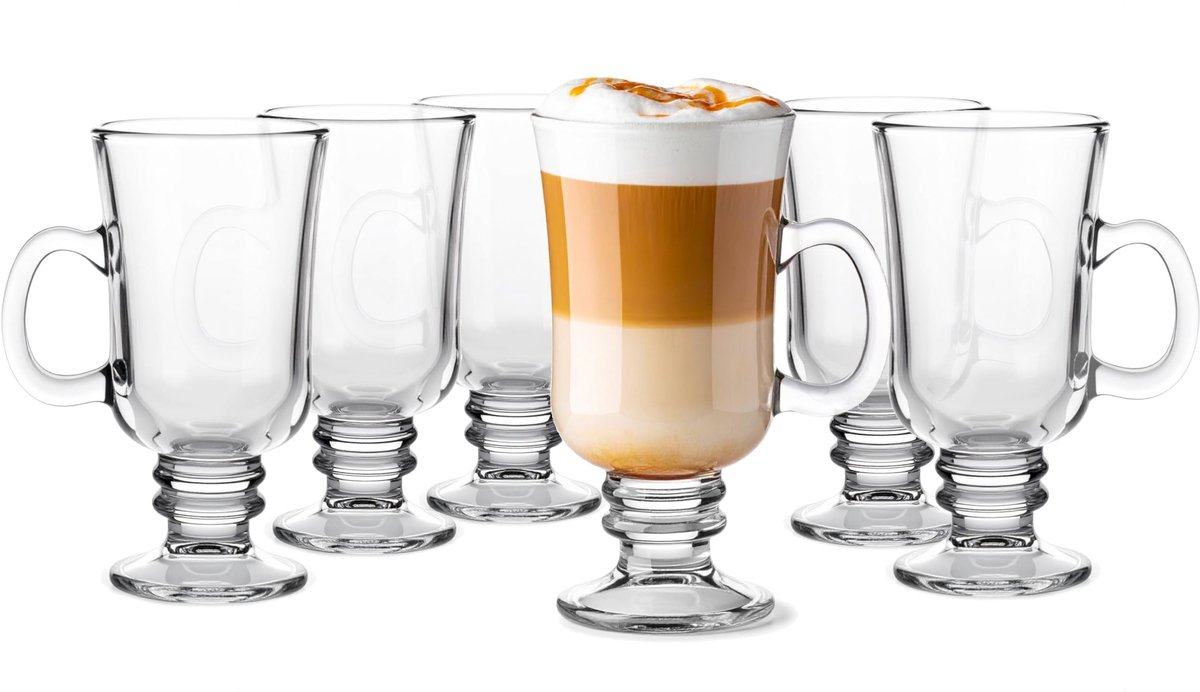 Omgoods - Set van 6 Koffie- en Theeglazen 200ml Vaatwasserbestendig