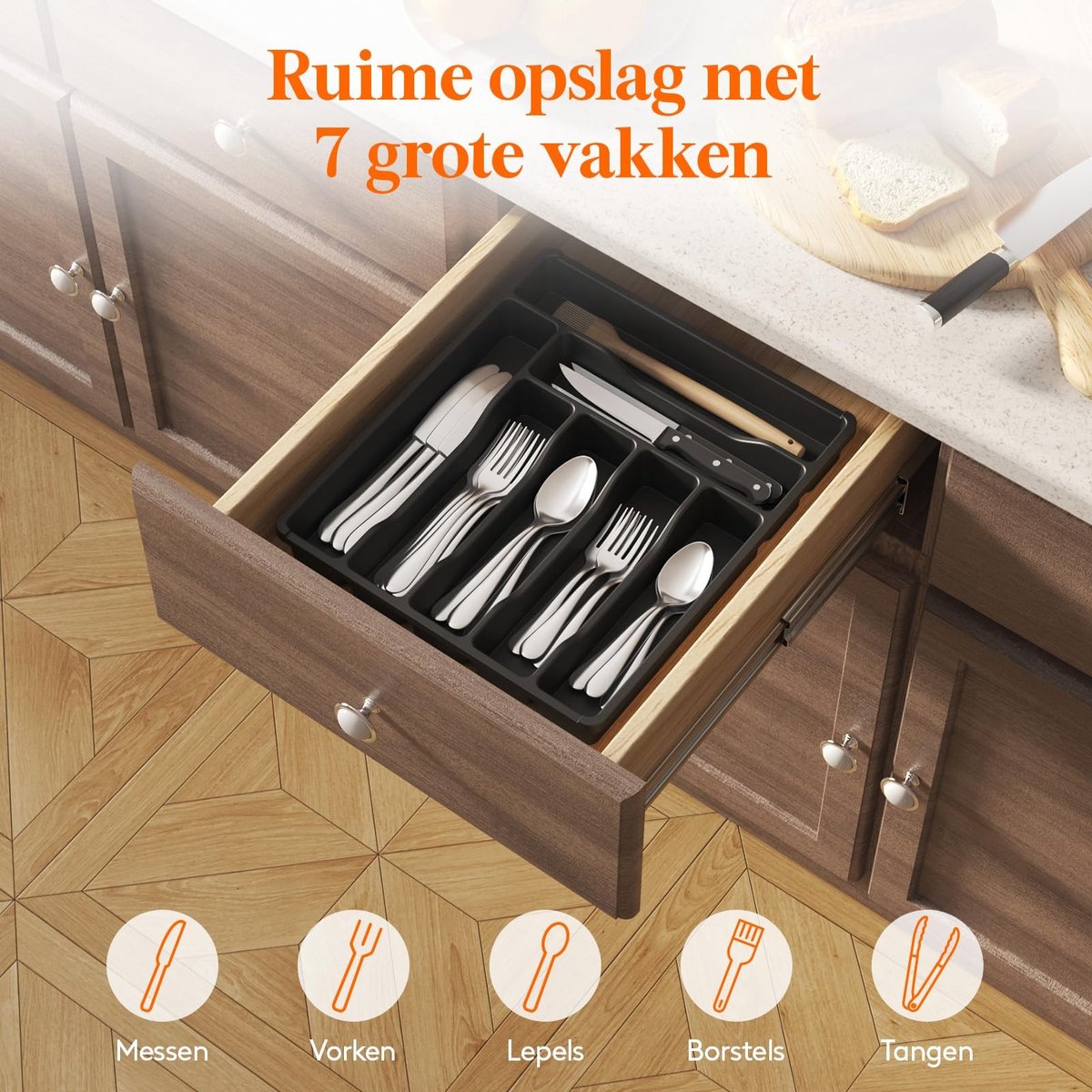Omgoods - Besteklade Organizer met 7 Compartimenten
