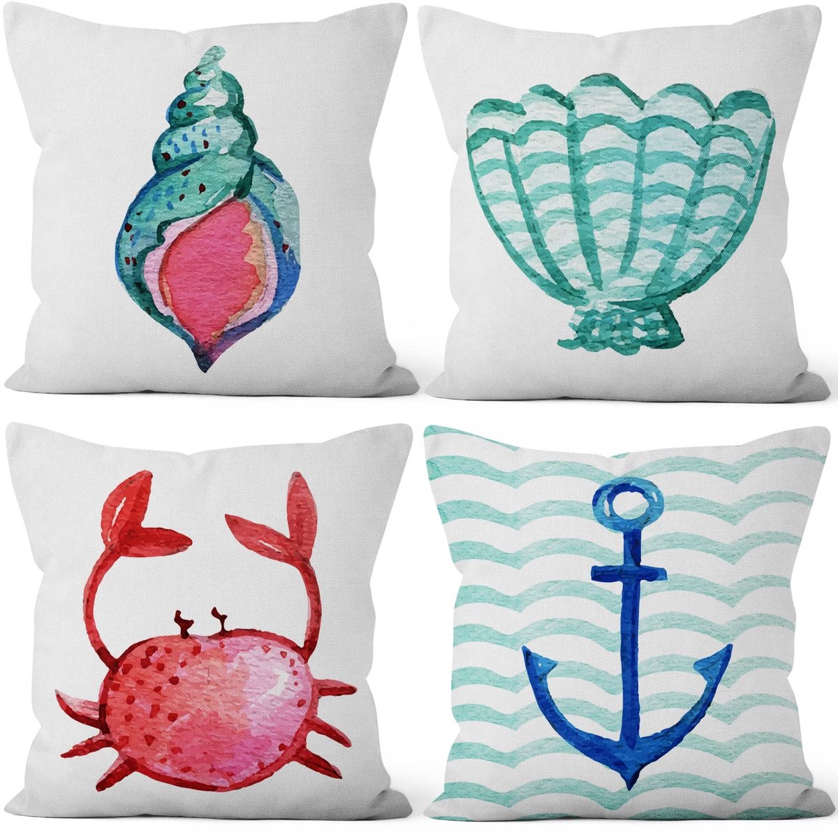Omgoods - 46 x 46 cm Decoratieve Kussenhoes met Ocean Thema